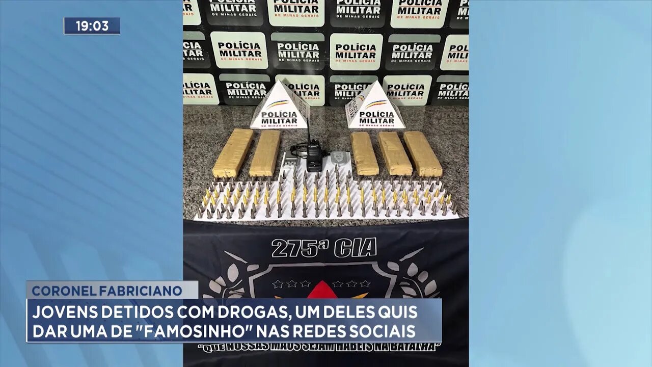 Coronel Fabriciano: Jovens detidos com drogas, um deles quis dar uma de famosinho nas redes sociais