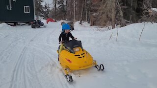 Fearless 4-year-old Drives Snowmobile For The First Time