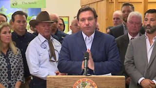 Florida Gov. Ron DeSantis speaks in Hobe Sound