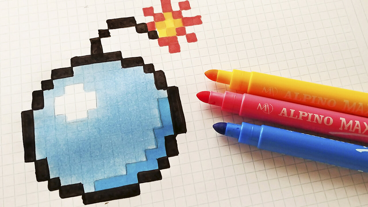 how to Draw Kawaii Bomb - Hello Pixel Art by Garbi KW