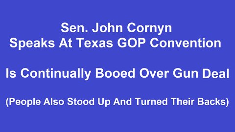 SEN. JOHN CORNYN BOOED AT TEXAS GOP CONVENTION