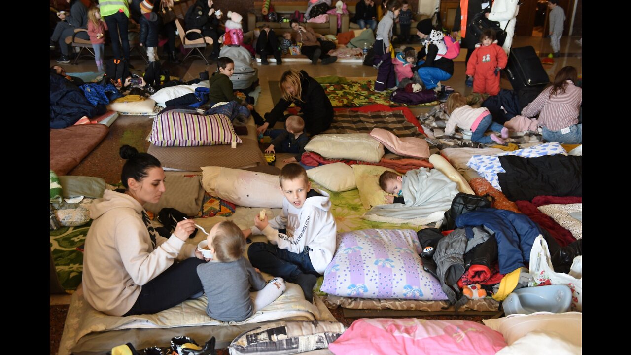 Refugees at Train Station in Ukraine