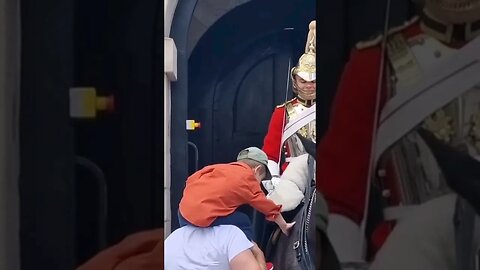 Little boy makes the kings guards smile #horseguardsparade