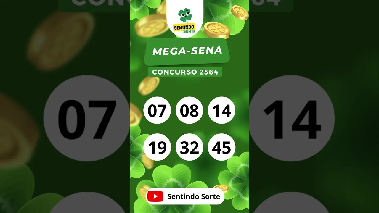 🍀 Resultado MEGA-SENA 2564 | Sentindo Sorte #shorts