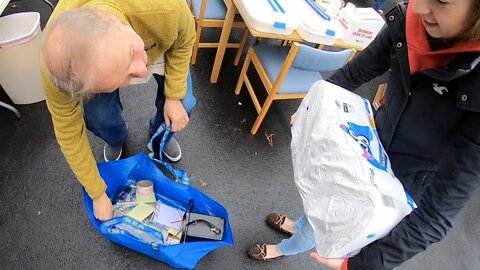 THIS BLUE BAG SAVES US MONEY AT ESTATE SALES!