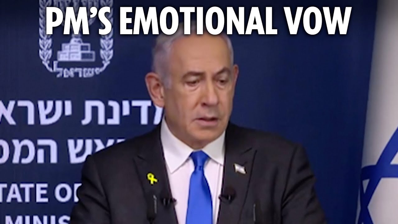 Emotional Israeli PM Benjamin Netanyahu holds back tears as he vows Israel will rescue hostages