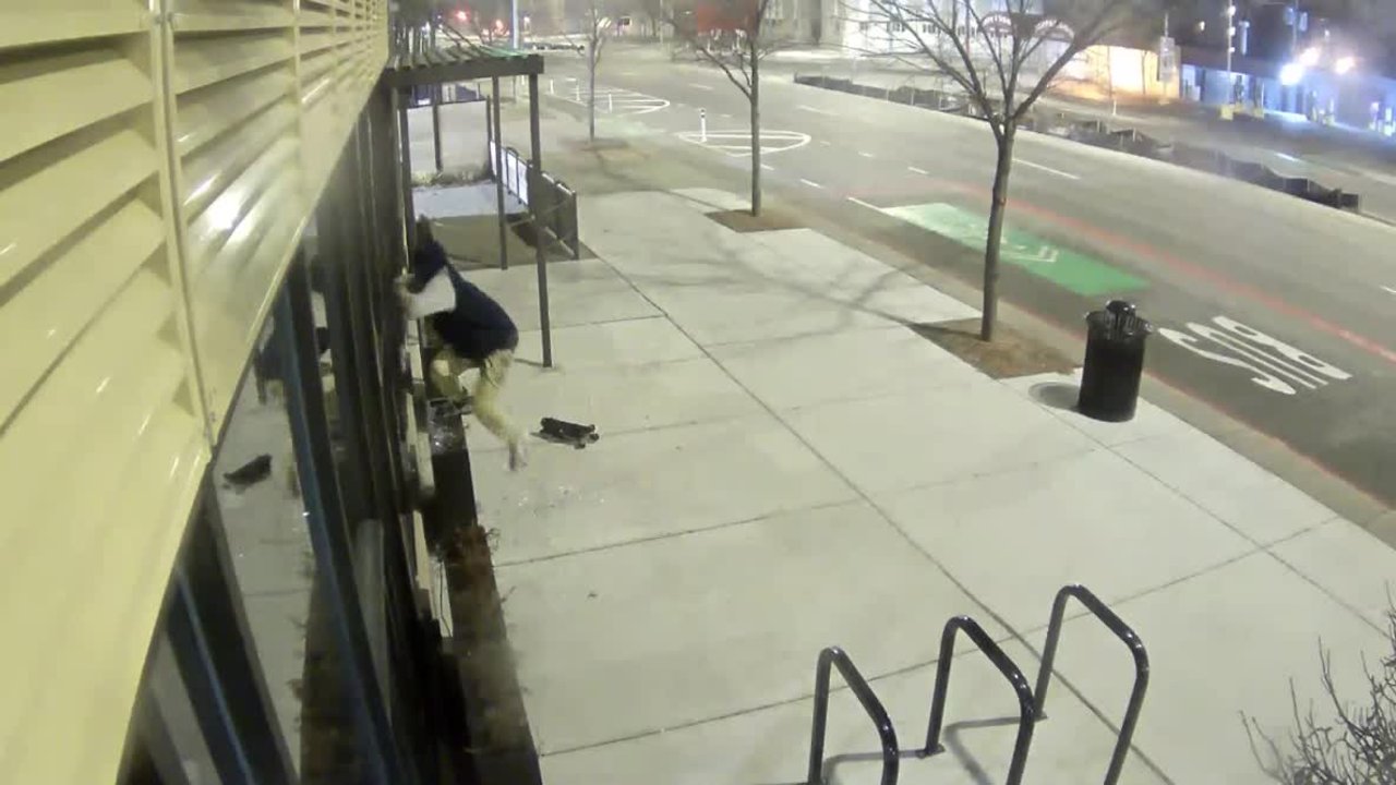 Surveillance video of suspect breaking into Project Green Light business