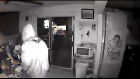 Two burglary suspects caught on surveillance video take items from retired police officer's home