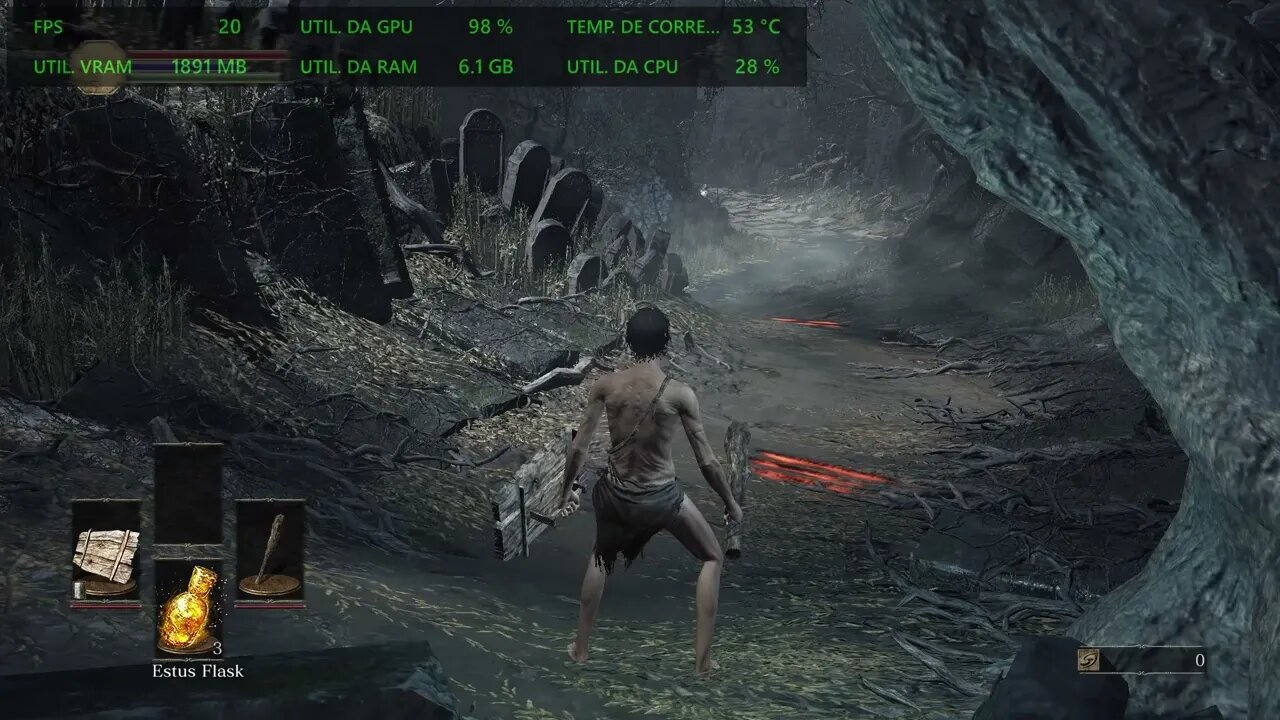 Jogando DARK SOULS III no notebook LENOVO IDEAPAD 3 com AMD RYZEN 5500U VEGA 7 e 20GB de RAM