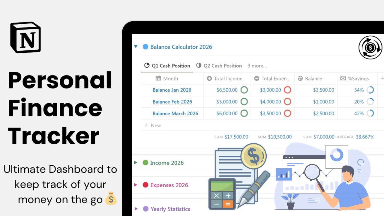 Personal Finance Tracker Notion Template | Income And Expense Tracker Notion Tutorial