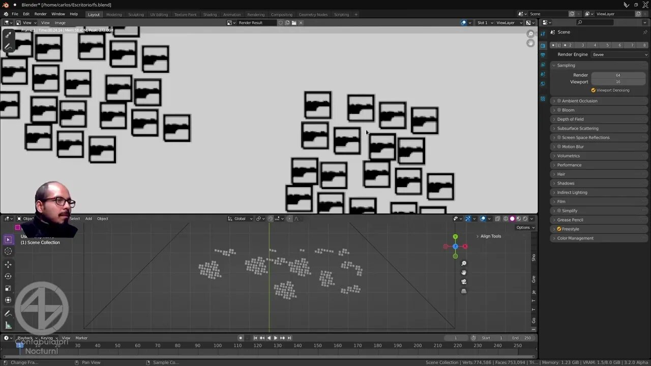 #Blender Error con #freestyle (no delinea todos los objetos)