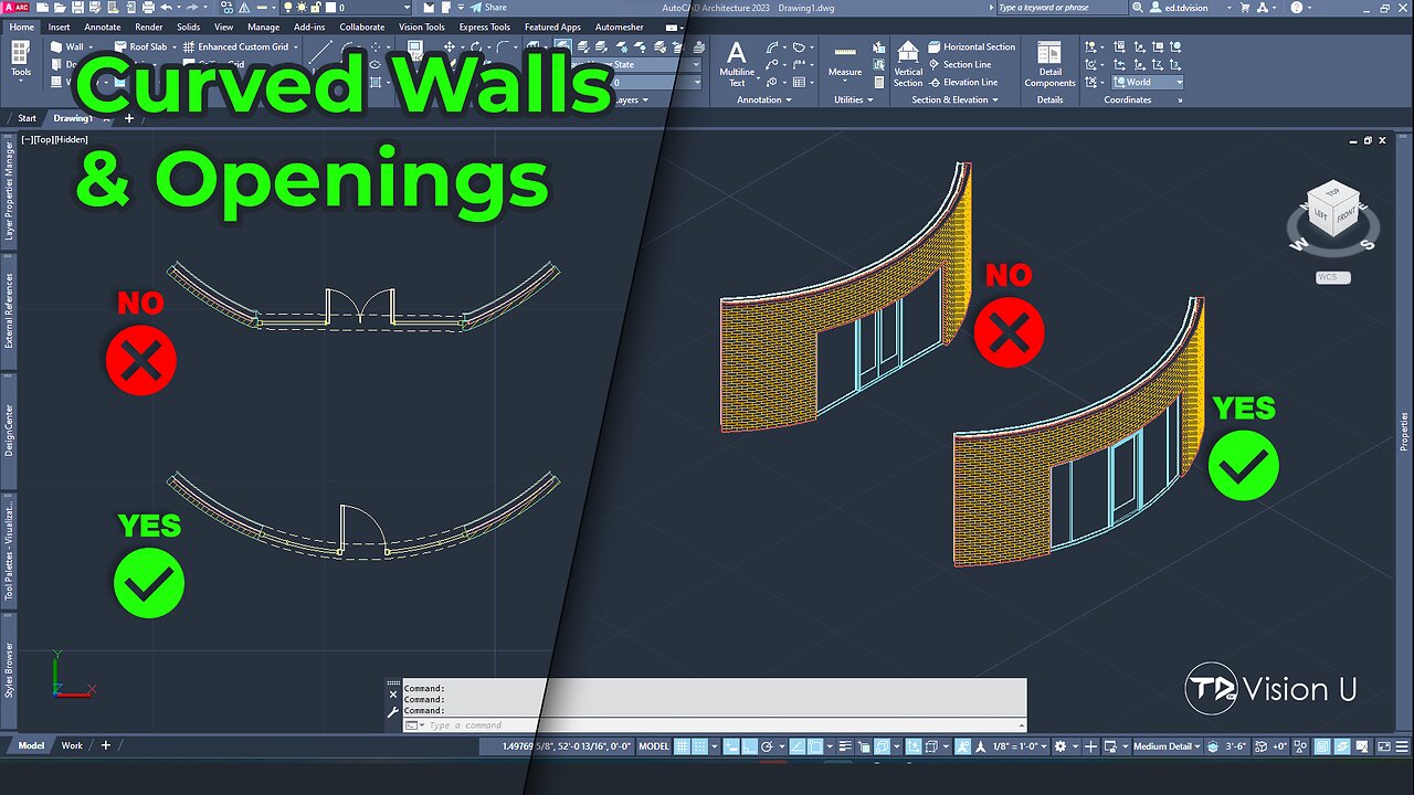 Opening on Curved Walls [3D Design] AutoCAD Architecture 2024