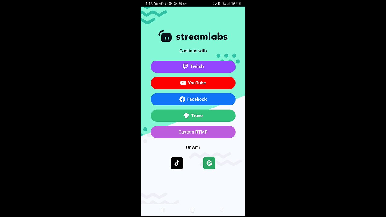 can't use streamlabs mobile app to livestream to Rumble