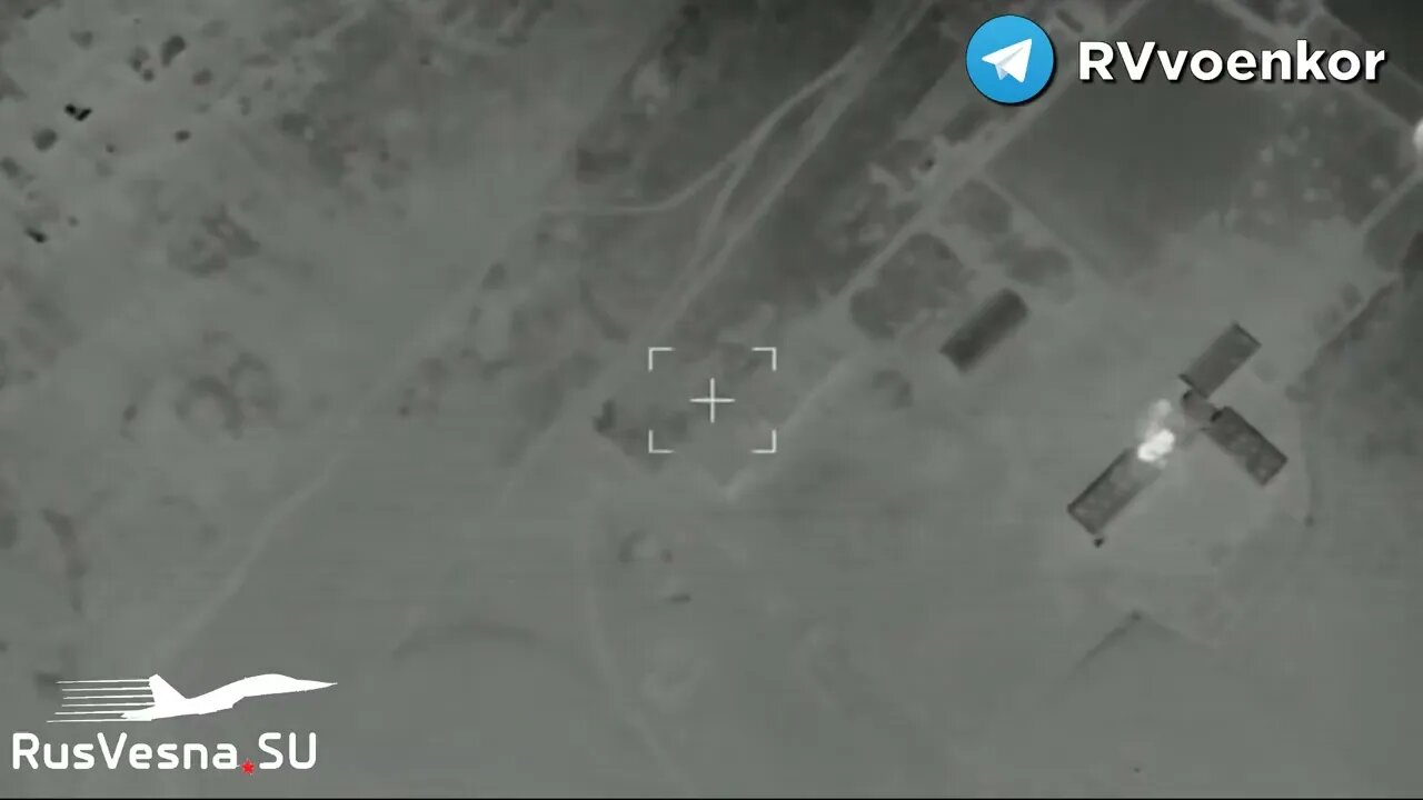 Russian drone records strike on a hidden Ukrainian military position during night