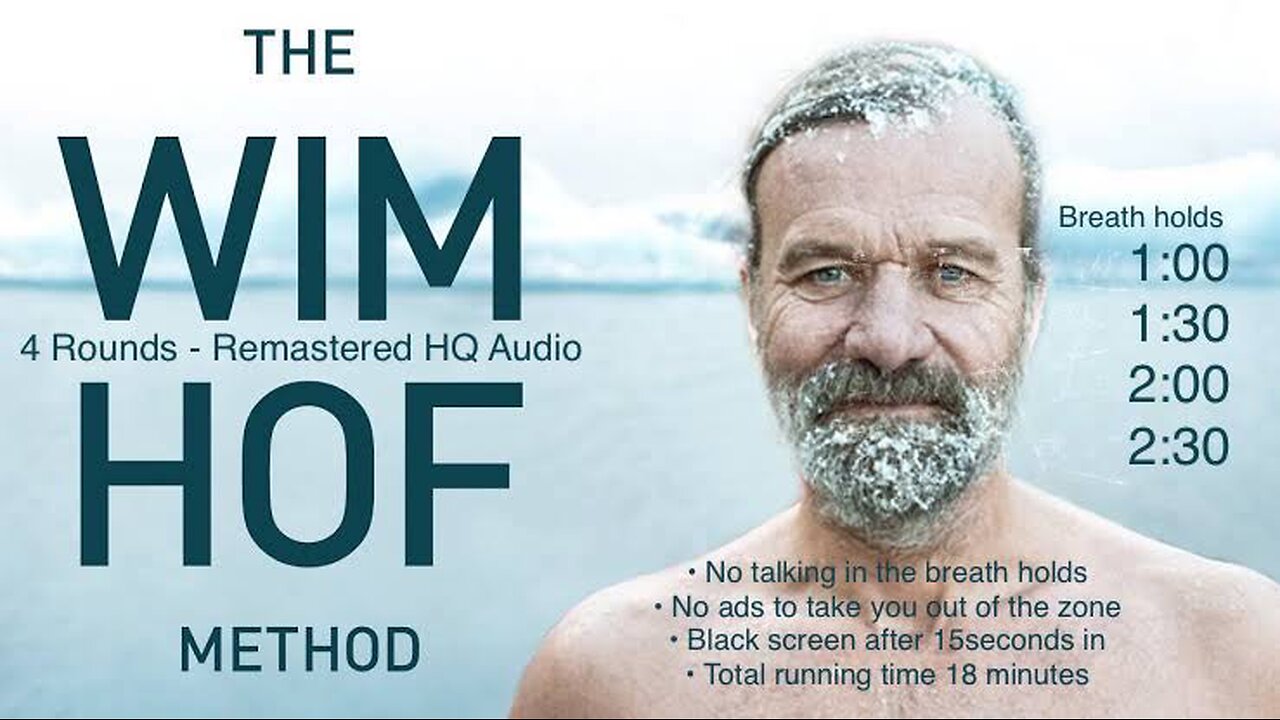 Wim Hof (4 rounds) Guided breathing - Breathwork Remastered HQ Audio