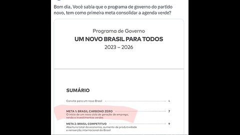 Você sabia que o programa de governo do partido novo, tem primeira meta consolidar a agenda verde?