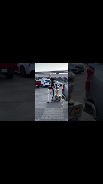 The Epic Noah Gragson Postrace Walk With His Texas-Sized Trophy and Famous Follower #shorts #nascar