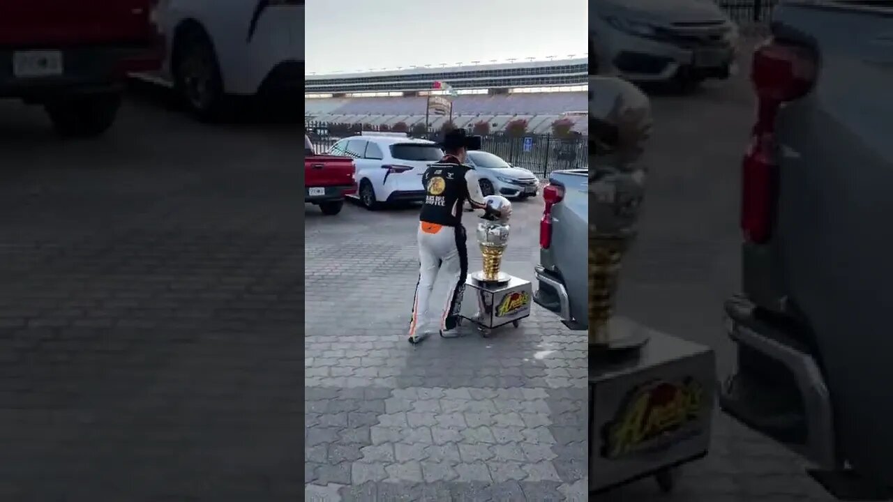 The Epic Noah Gragson Postrace Walk With His Texas-Sized Trophy and Famous Follower #shorts #nascar