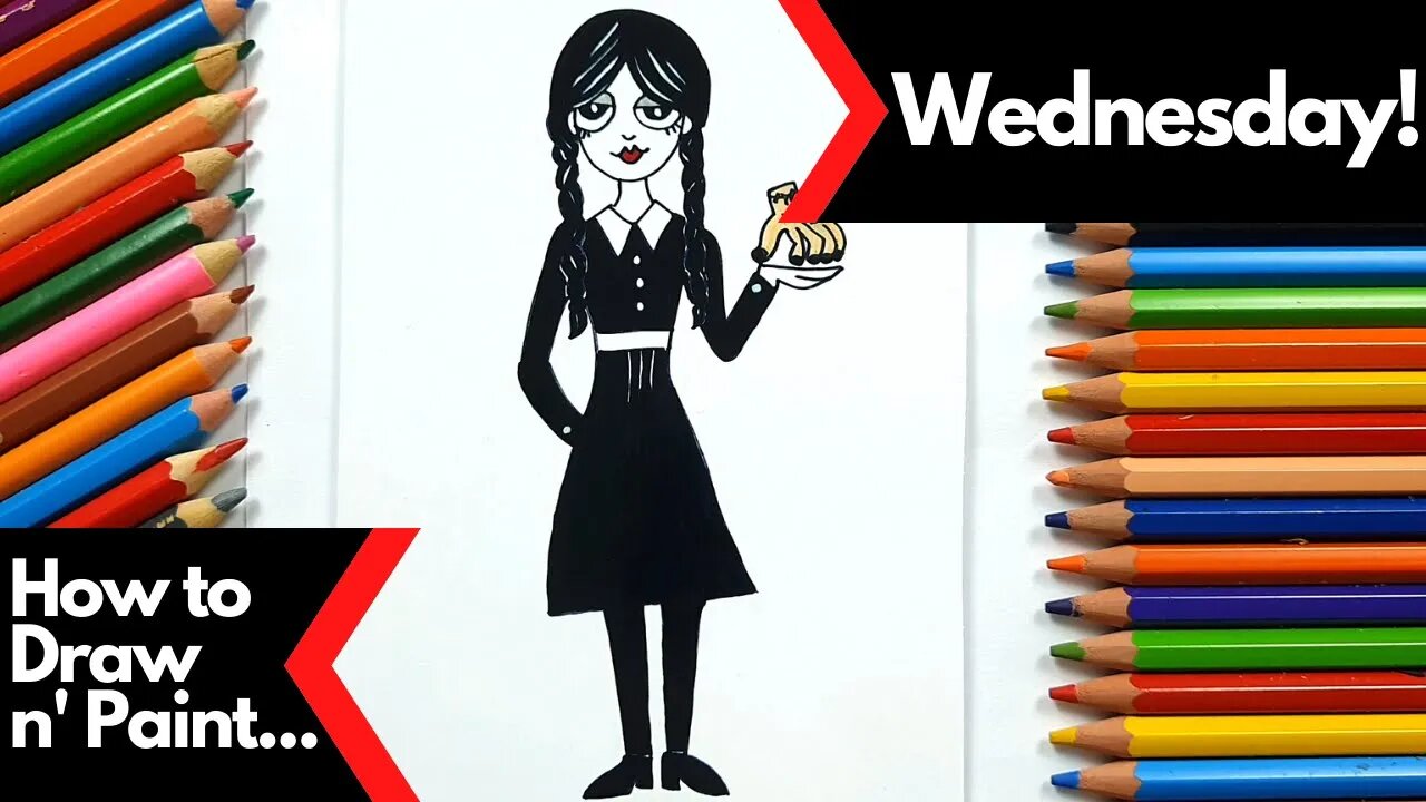 How to draw and paint Wednesday from Addams Family Netflix