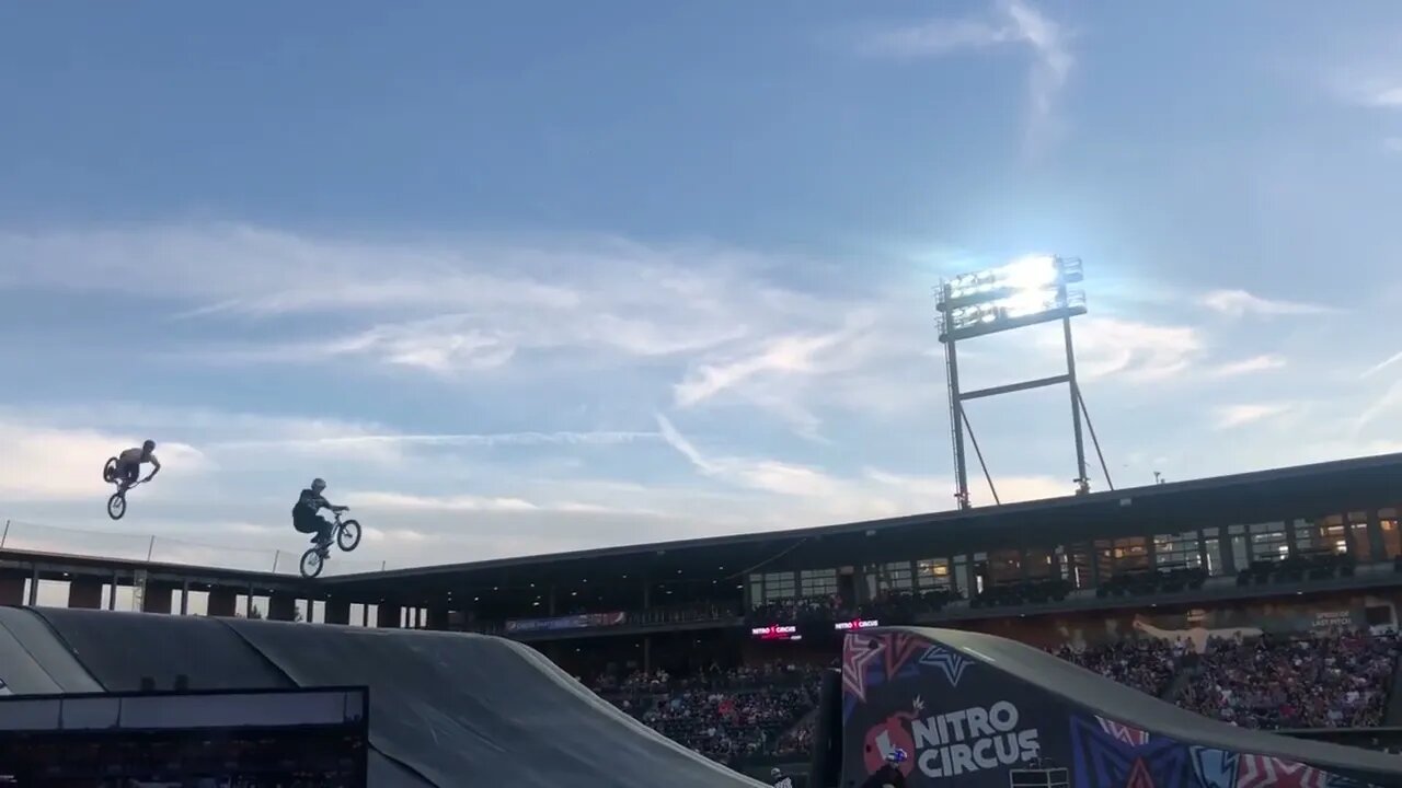 Nitro Circus Mega Ramp Multiple Tricks and Riders at Once BMX Tricks #shorts