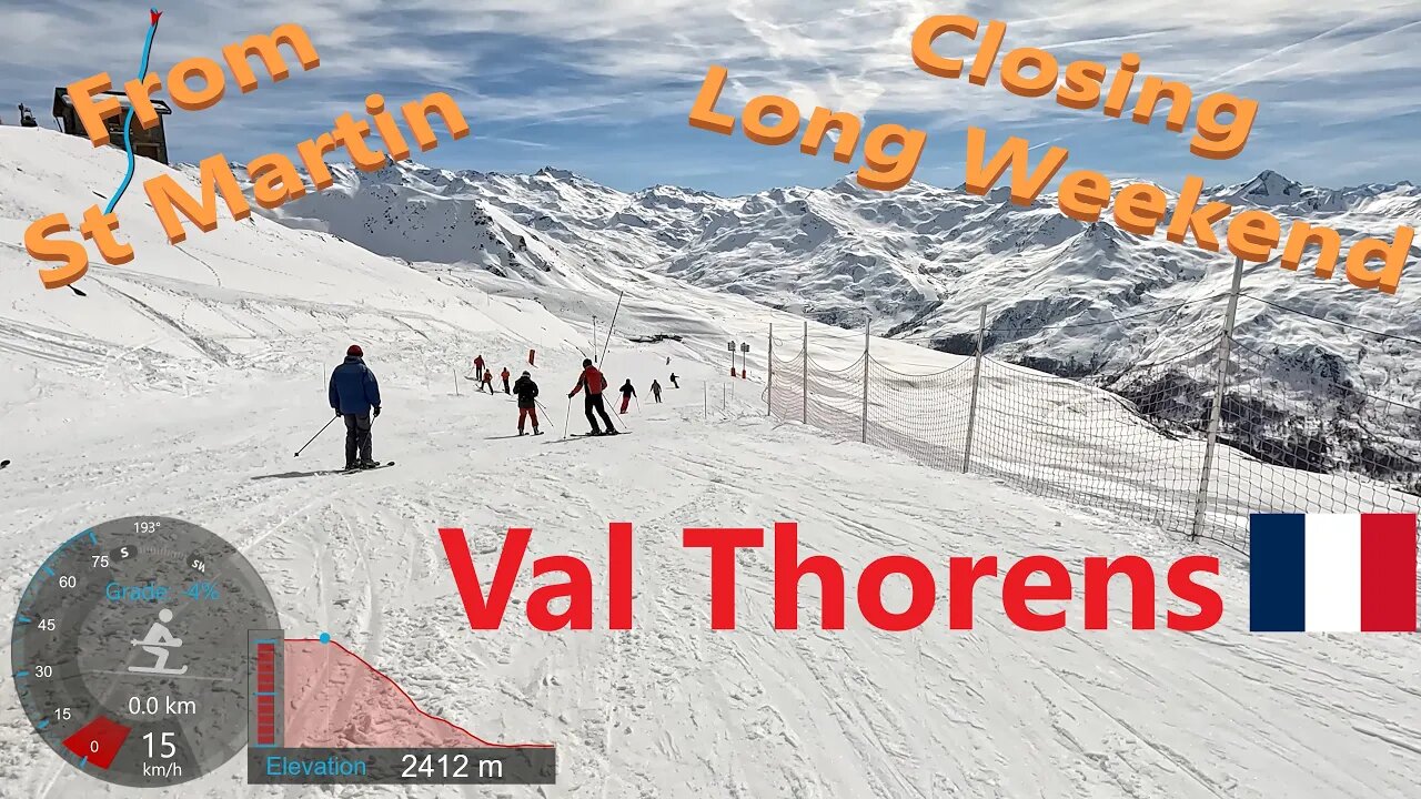 [4K] Skiing Val Thorens from St Martin de Belleville Final Weekend, Les3Vallées France, GoPro HERO11