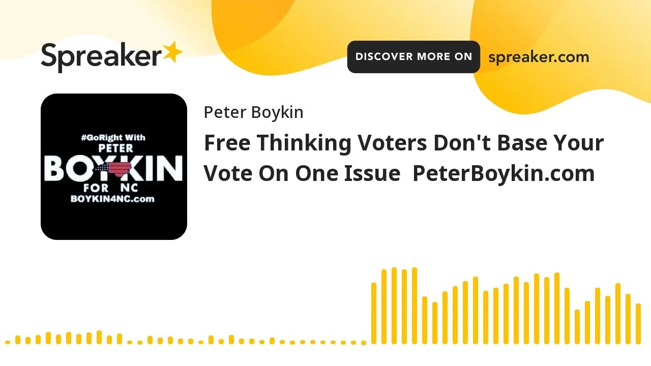 Free Thinking Voters Don't Base Your Vote On One Issue PeterBoykin.com