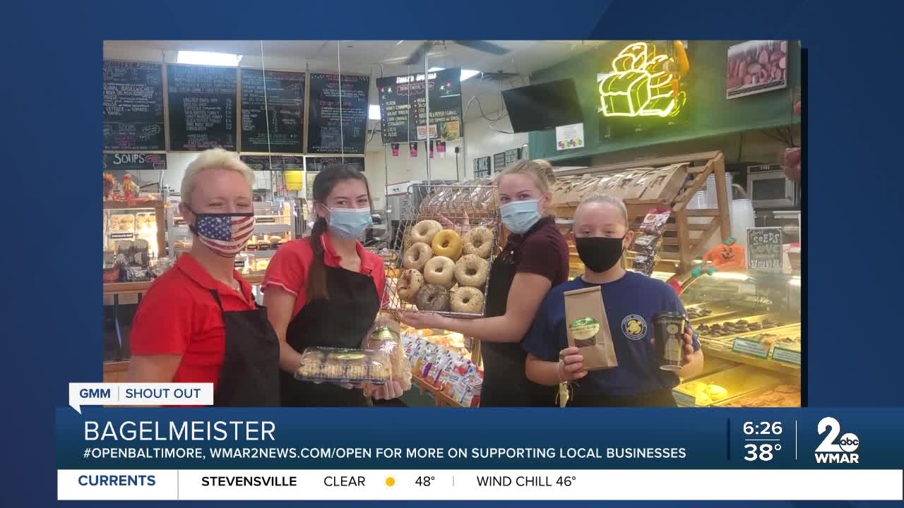 Bagelmeister in Phoenix says "We're Open Baltimore!"