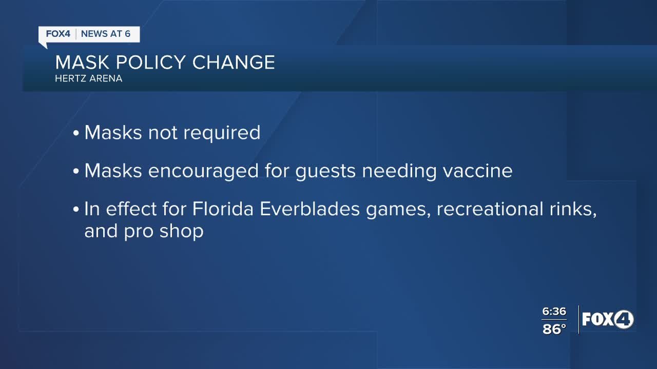 Florida Everblades and Hertz Arena announce change to mask policy