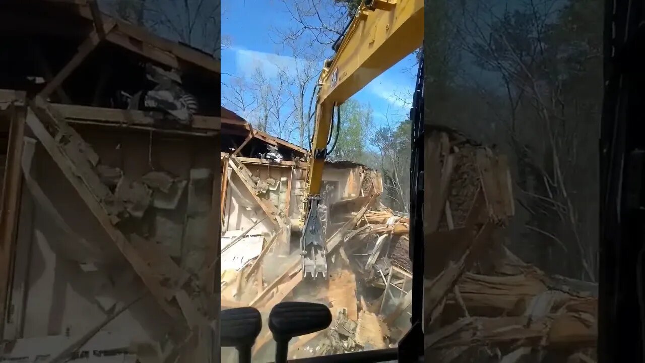 excavator demolishes a house #demolition #construction #excavator