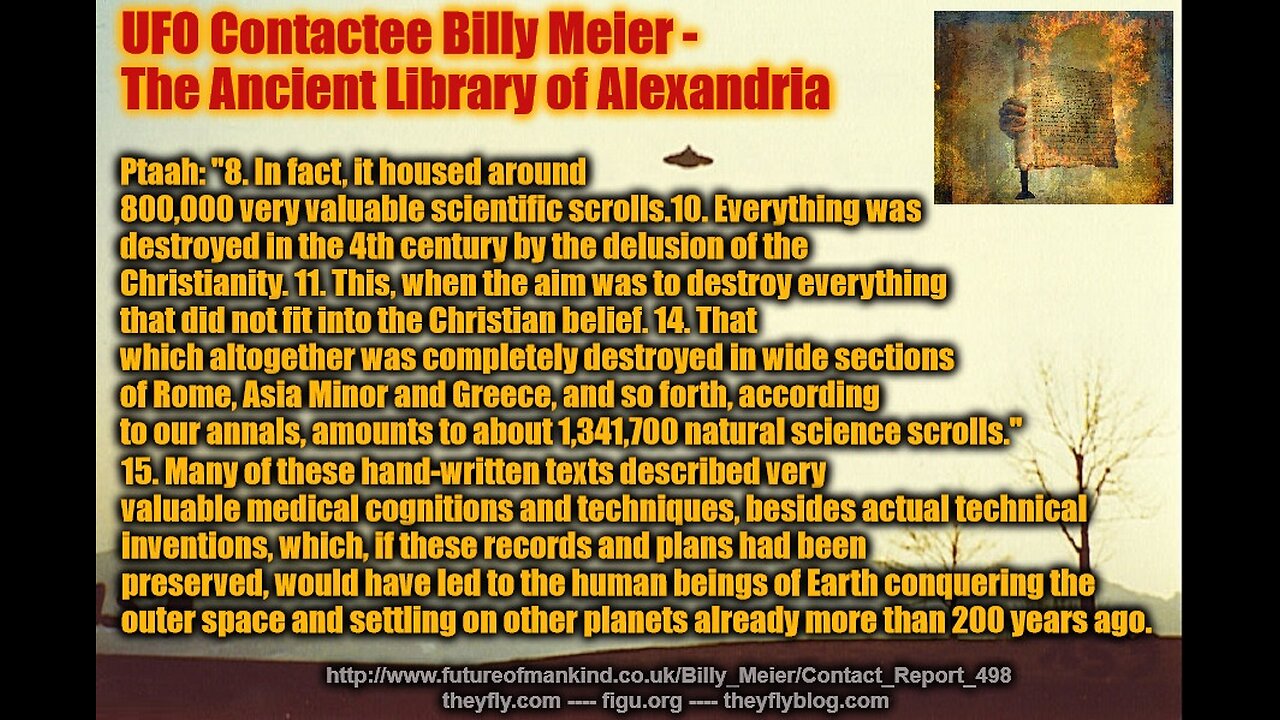 Billy Meier UFO Contact Reports - Library of Alexandria + Lighthouse of Alexandria