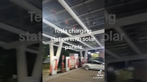 Tesla charging station with Solar Panels
