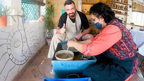 Indian lady teaches me pottery. I made a Ganesh 🇮🇳