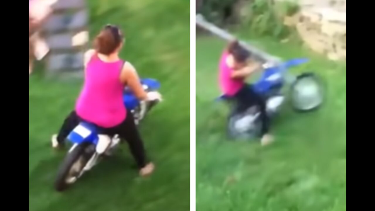 Woman Rides Dirt Bike Into Children's Playset