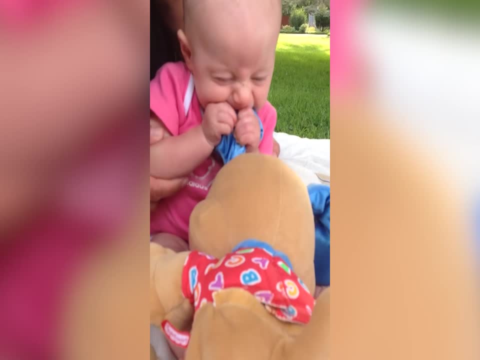 You won't Believe how this Baby Girl Responds to her Stuffed Animal