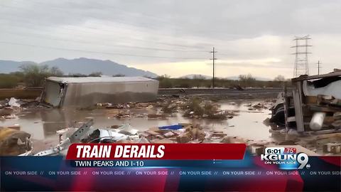 Train derailment closes I-10 frontage road between