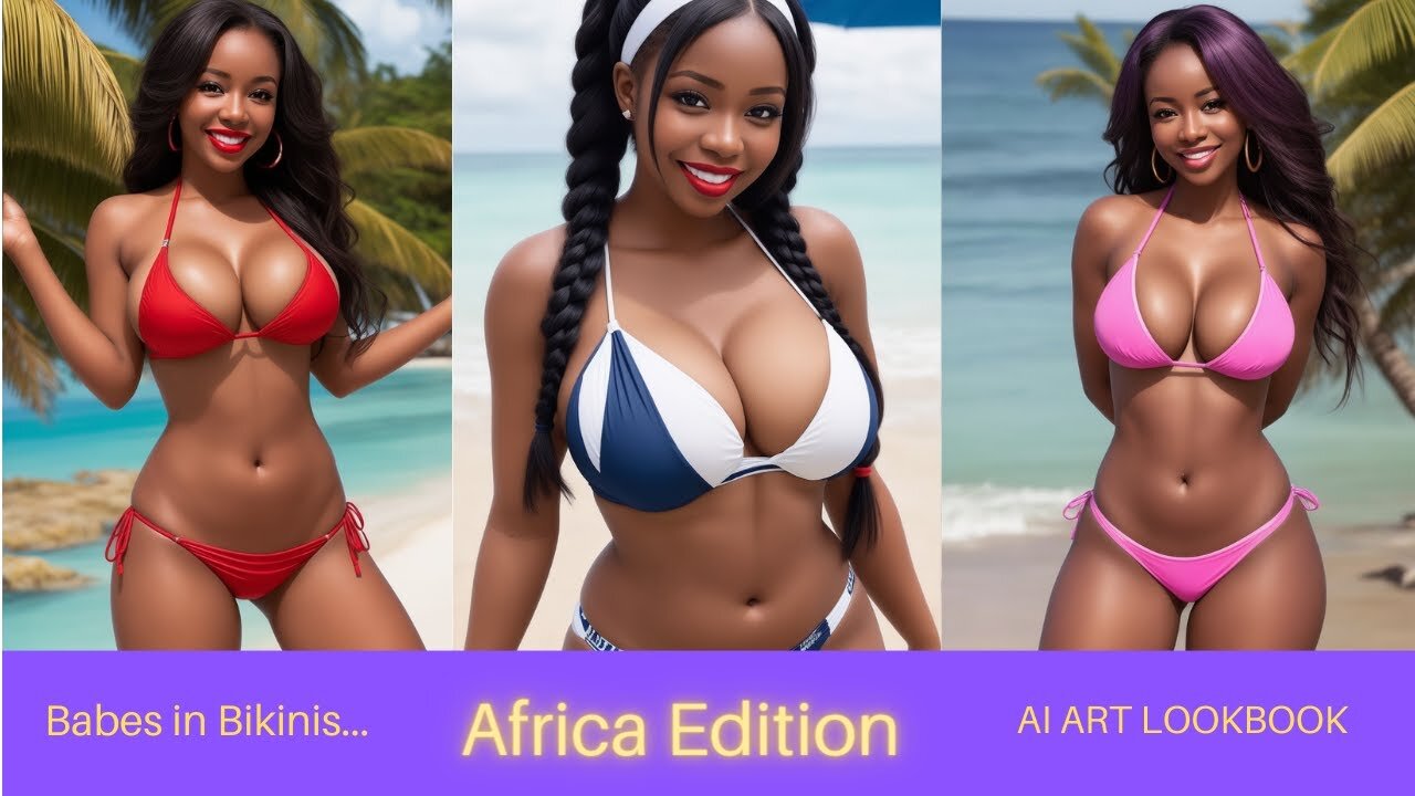 Beautiful Ebony Babes in Bikinis (AI Art Lookbook)