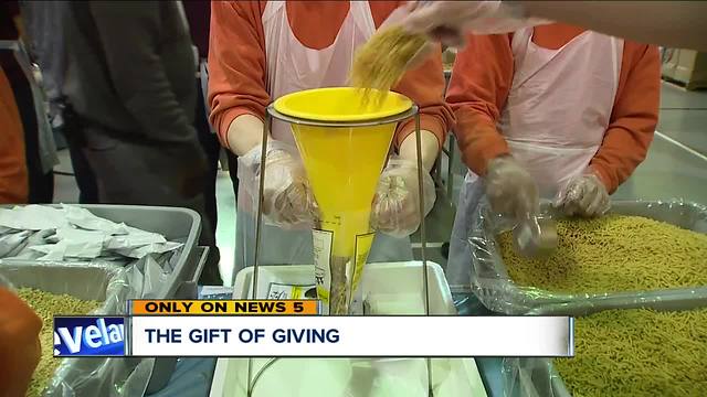 Juvenile offenders pack meals for needy families in Northeast Ohio