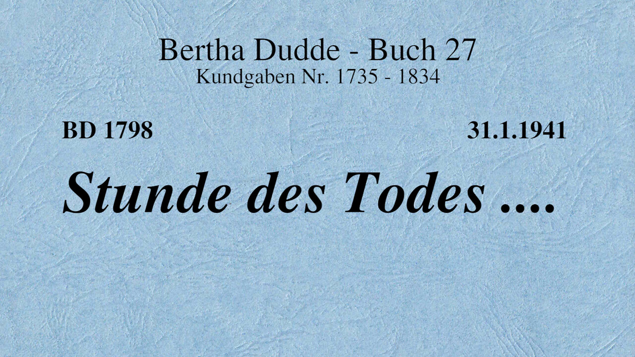 BD 1798 - STUNDE DES TODES ....