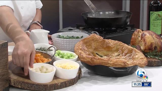 Skillet Chicken Pot Pie with fall vegetables recipe