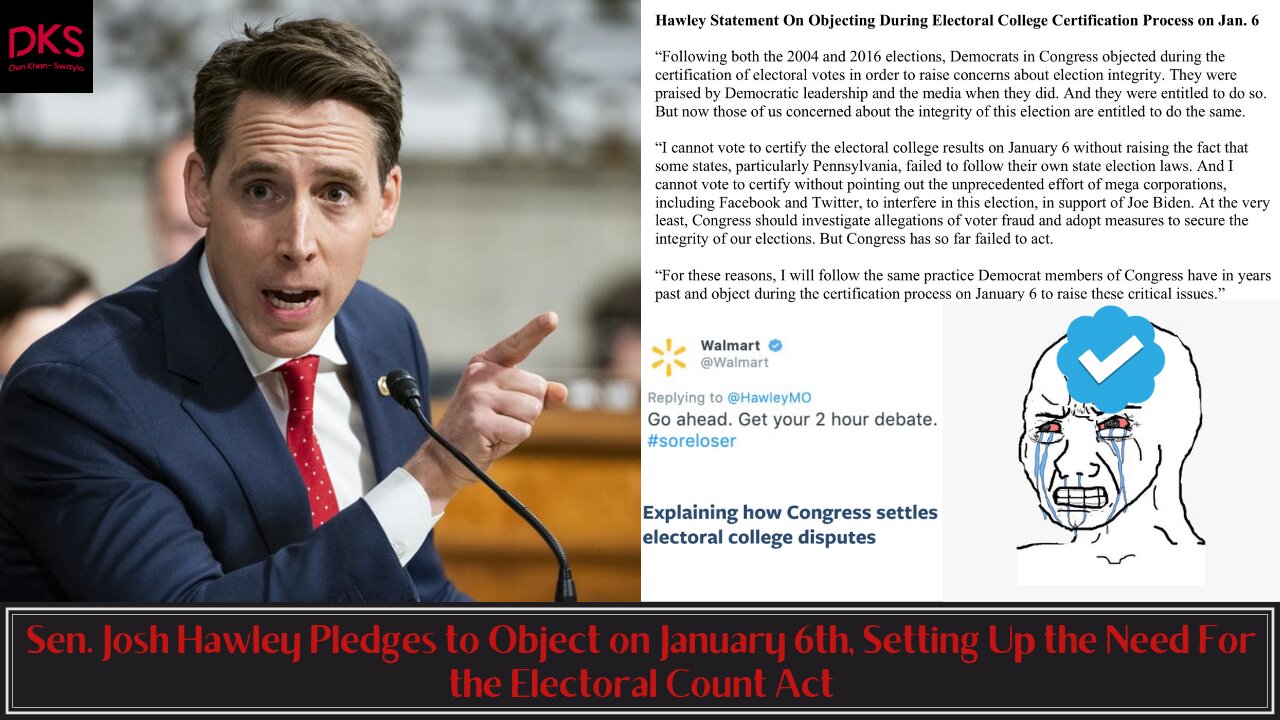 Sen. Josh Hawley Pledges to Object on January 6th, Setting Up the Need For the Electoral Count Act