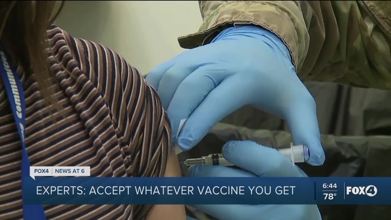 experts say to accept whatever vaccine is available