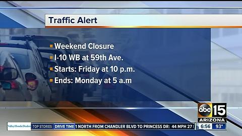 Weekend closure of I-10 segment scheduled in west Phoenix