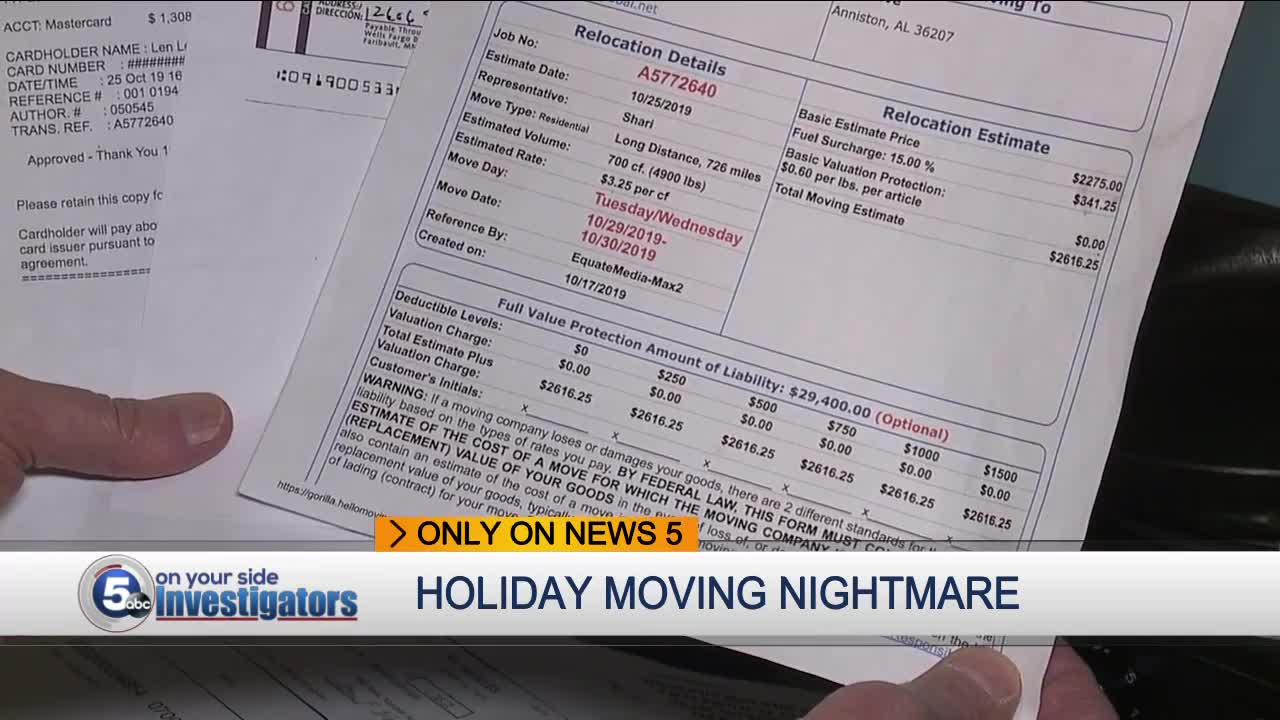 Cleveland man deals with holiday season moving nightmare