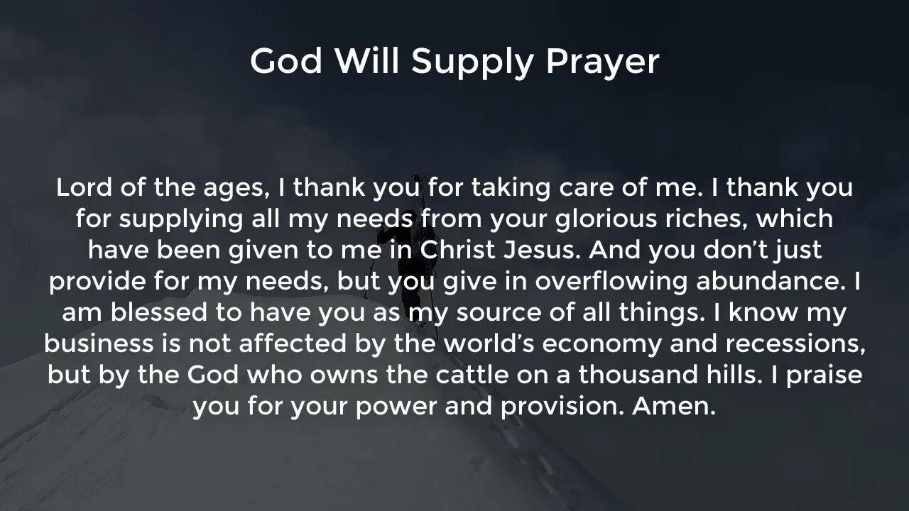 God Will Supply Prayer (Prayer for Success and Prosperity in Business)