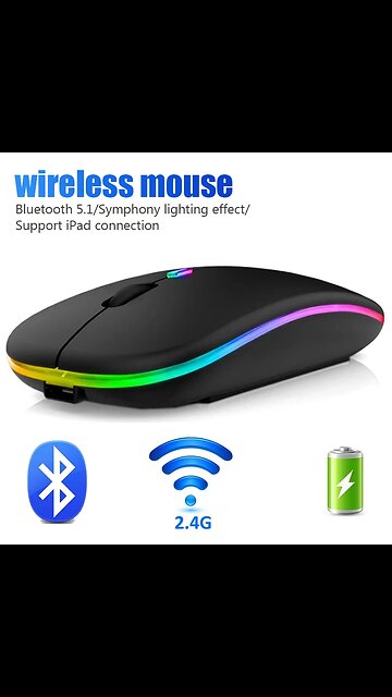 Wireless Mouse For Laptop PC Bluetooth RGB Rechargeable