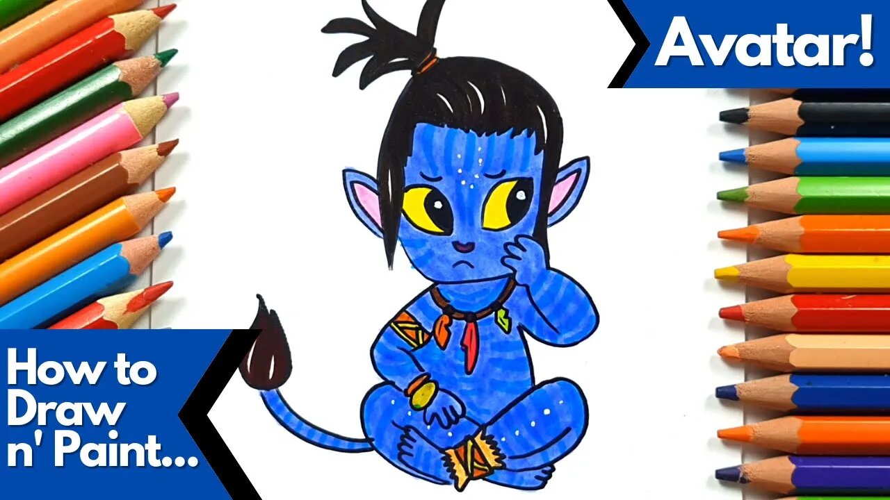 How to draw and paint Avatar 2 Baby Na'vi
