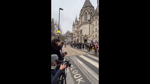 Protesters gather in front of the High Court in London, UK, to Demand the Freedom of Julian Assange