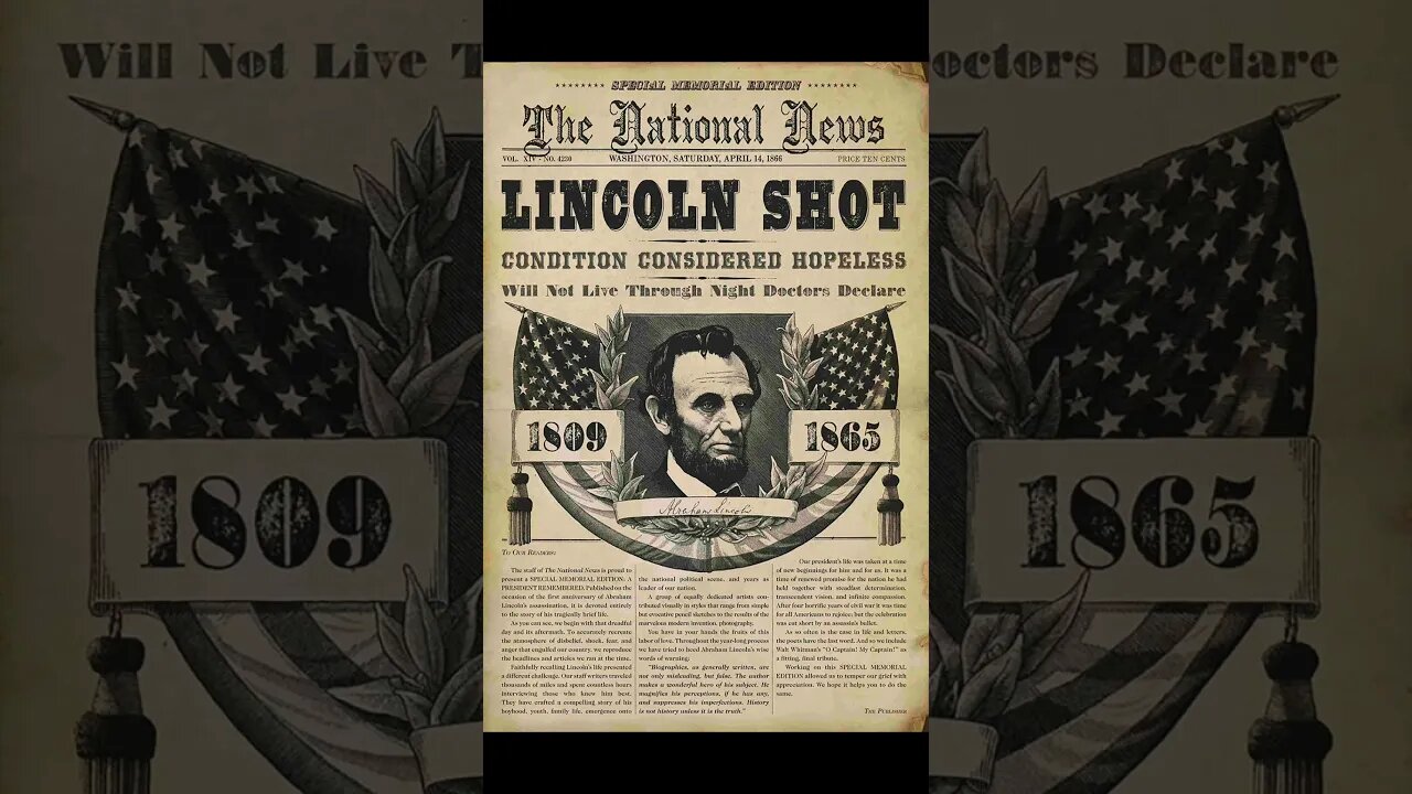 Today in History: April 14; President Lincoln is assassinated #shorts #usa #history #america