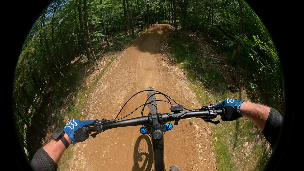 Learning to jump a a mountain bike Loon Mountain. Lift Accessed Biking