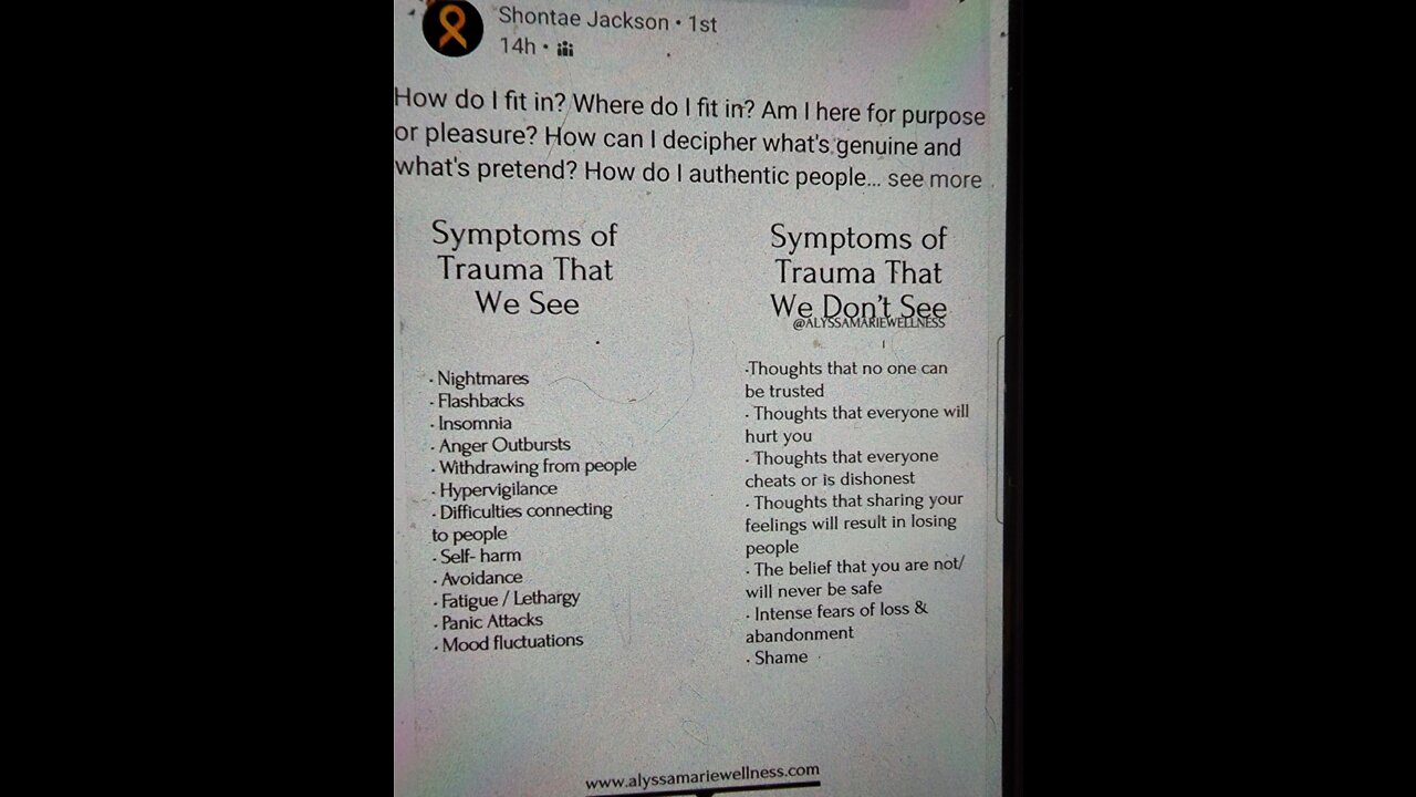 Symptoms of Trauma you CAN * CANT SEE *